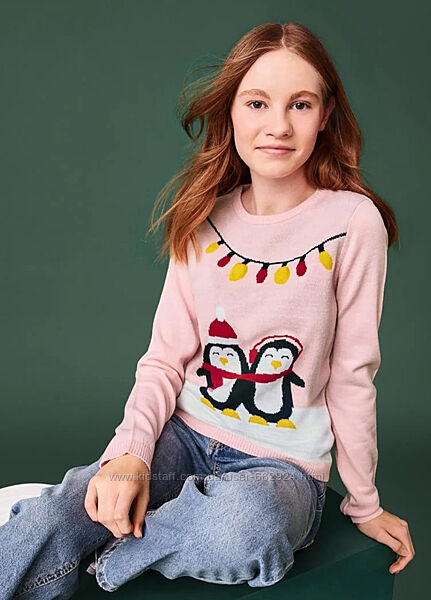 Светр новорічний з підсвіткою для дівчинки pepperts 134-140, 146-152 