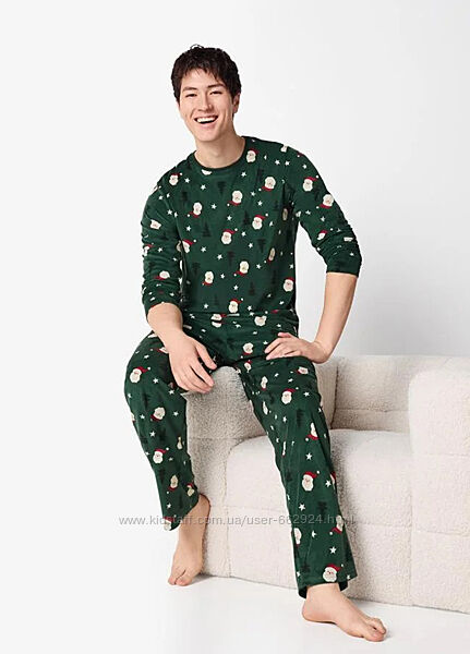 Костюм чоловічий велюровий новорічна піжама для дому та сну livergy m, xl 