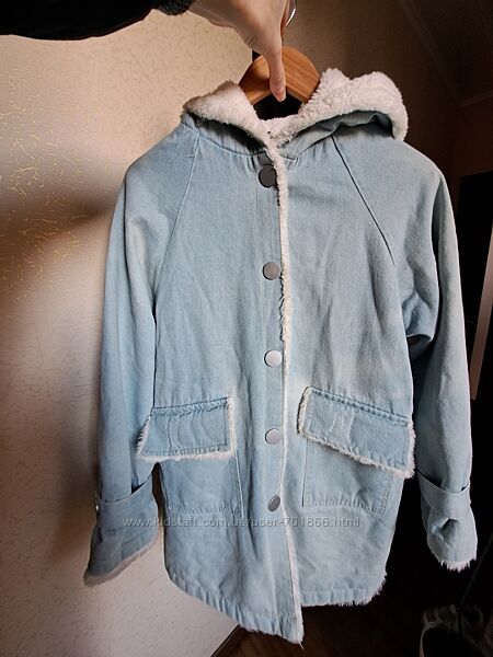 Джинсовка на хутрі джинсова шубка