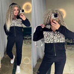 Костюм теплий флісовий з подвійним капюшоном та стильними вставками