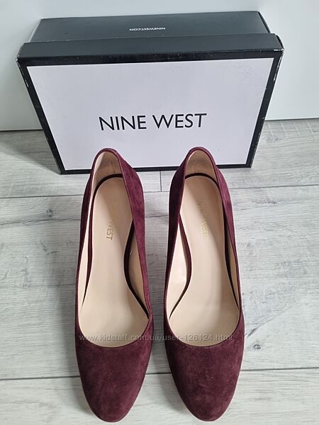 Замшеві туфлі човники лодочки бордо шпилька 37. 5 Nine West