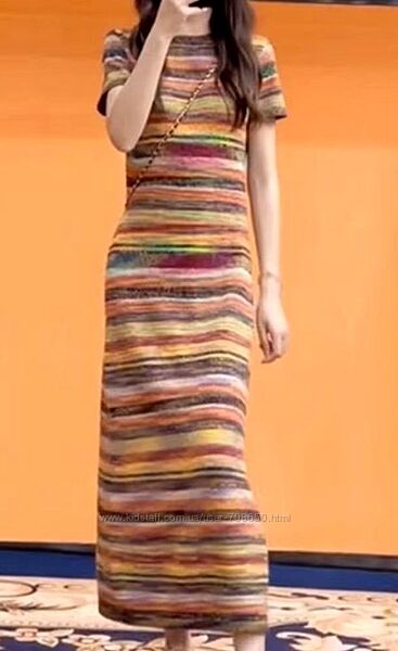 Трикотажне плаття платье у райдужну смужку