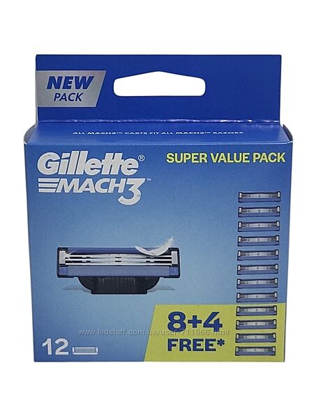 Кассеты для бритья Gillette Mach 3  12шт. оригинал