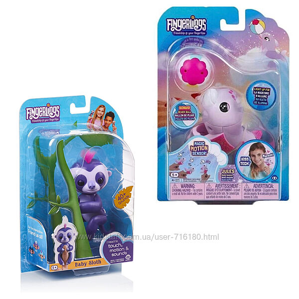 Інтерактивні іграшки WowWee Fingerlings  - Дельфін та Лінивець 