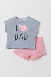 Бавовняний літній комплект H&M з принтом - 2-3 р
