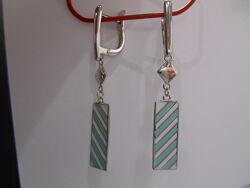 Срібні сережки - підвіски з емаллю SRIBNA Kraina серьги серебро