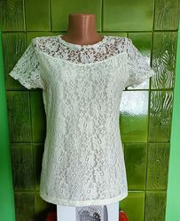 Біла мереживна, ажурна блузка, кофта True Spirit. Розмір-M.