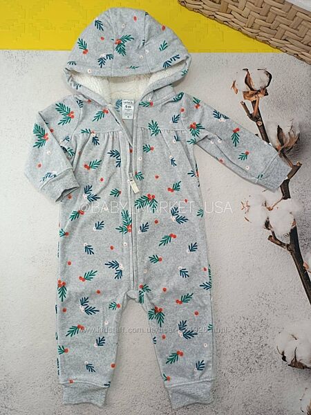 Розм. 9,12,18,24м carters, флісовий комбінезон, ромпер, картерс