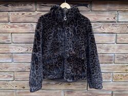 Жіноча шикарна леопардова шуба з капюшоном