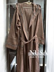 Чоловічий довгий халат. Капучіно. Бамбук / бавовна. Розмір M,  L/XL,  2XL, 