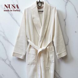 Білий жіночий халат. Довгий. Nusa Туреччина. Бамбук / бавовна. Розмір M