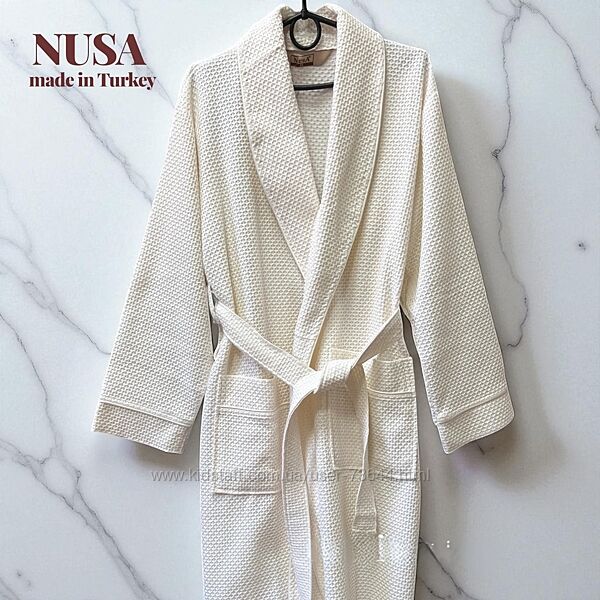 Білий жіночий халат. Довгий. Nusa Туреччина. Бамбук / бавовна. Розмір M