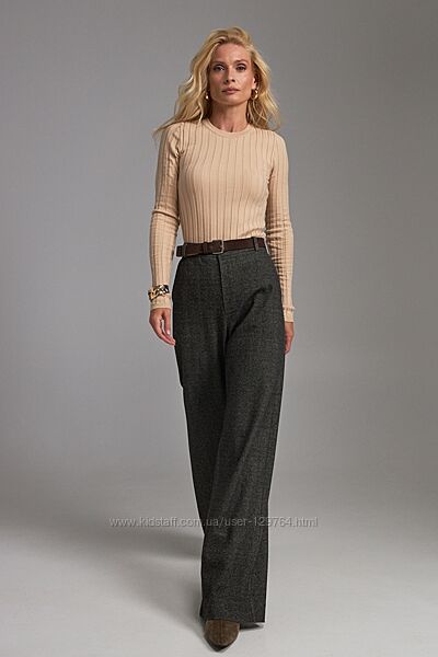 Елегантні штани-палаццо виготовлені з напіввовняної тканини, висока посадка