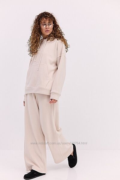 Спортивний костюм з флісу, широкі штани з прямим низом і худі з капюшоном