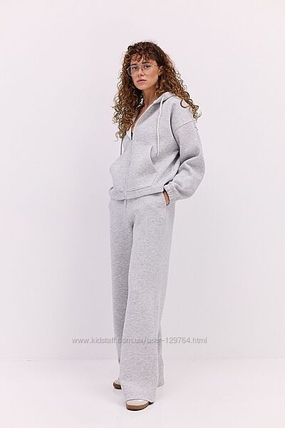 Жіночий спортивний костюм, трикотаж з начосом, прямі штани і кофта з замком