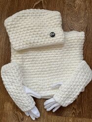 Комплект шапка, грілька, рукавички 