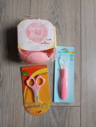 Силиконовая тарелка на присоске, силиконовая ложка, Ножницы, подарочный