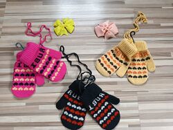 Варежки антипотеряшки, рукавички для девочки 