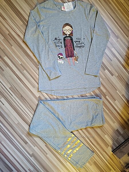 Пижама для девочки подростка, набор лосины и туника