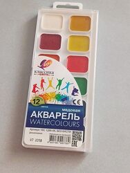 Фарби акварельні медові, класика тм ЛУЧ 12 кольорів