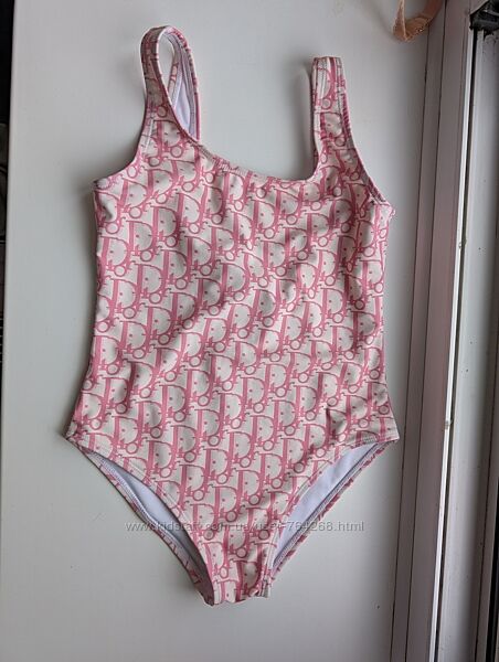 Дитячий суцільний купальник Christian Dior Girly Monogram Print Pink