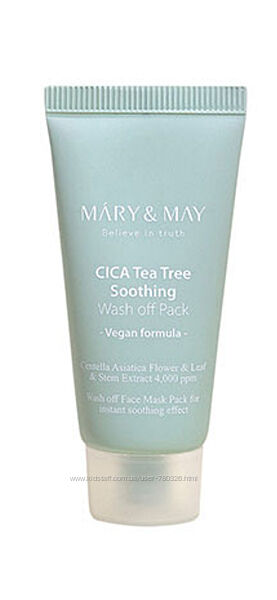 Маска глиняна заспокійлива Mary&May CICA TeaTree Soothing Wash off Pack 30 