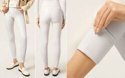 Calzedonia Леггинсы термо с широким поясом с эффектом кожи белый крем