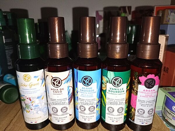 Парфумований спрей для тіла та волосся ів Роше ваніль, лічі, арганія троянд