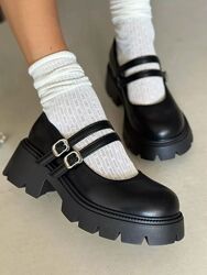 Матові туфлі Мері Джейн із натуральної шкіри