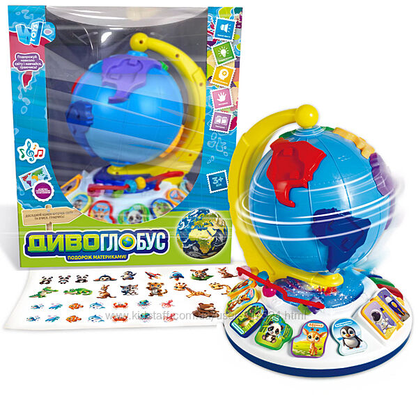 Диво-глобус 62609 12 WToys, укр. мова, вірші, пісні, казки, цифри, ноти