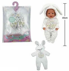 Одяг для пупса, комбінезон з вушками, на пупса висотою 40-45 см, в пакеті