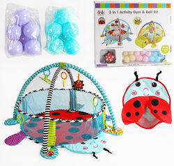 Килимок 63546 6 манеж, брязкальця, 30 кульок, у коробці