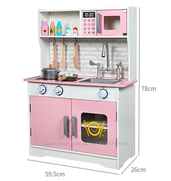 Кухня C 69830 2 деревяна, 59.5х26х78 см, духова піч, посуд, вкоробці