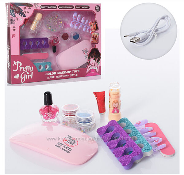 Набір косметики 765-11 В для дівчаток, набір для манікюра УВ лампа, в кор.