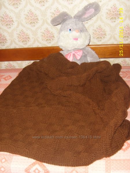 Очень теплое одеяло-плед, связанное спицами