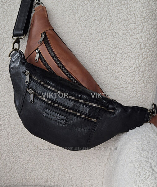 Кожаная большая сумка-бананка Hill Burry 15082 Германия.