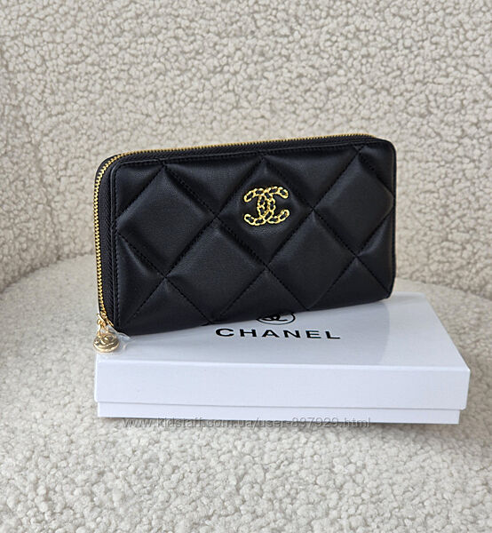 Кожаный женский кошелек CHANEL на молнии. Новинка.