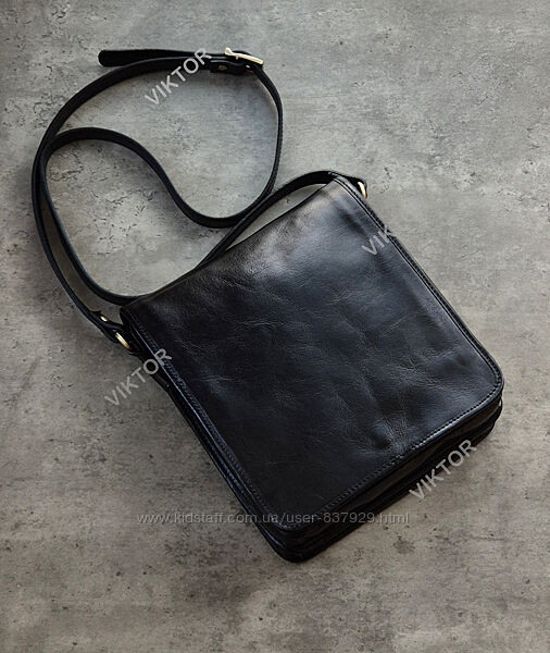 Мужская кожаная итальянская сумка-планшет VERA PELLE. Шкіряна сумка