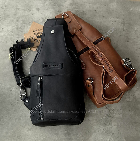 Кожаная мужская сумка слинг Hill Burry 6101. Германия. Шкіряна сумка