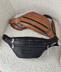 Кожаная мужская сумка-бананка Hill Burry 3108 Германия. Шкіряна сумка