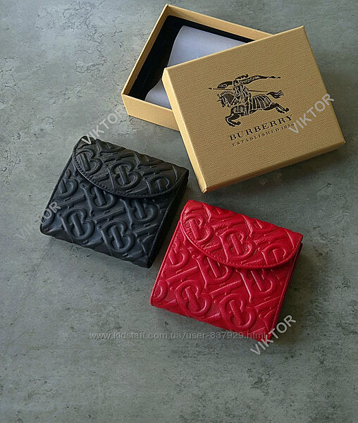 Кожаный женский маленький красивый кошелек Burberry. Шкіряний гаманець