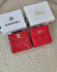 Кожаный женский маленький кошелек CHANEL. Шкіряний гаманець