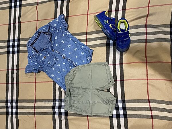 Костюмчик на хлопчика джинсова сорочка шортами кемел 