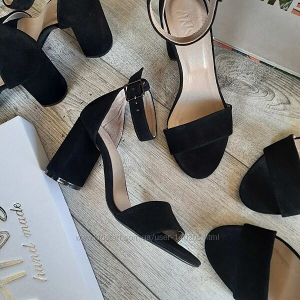 Босоножки замшевые черные натуральные каблук высокий 36-40р