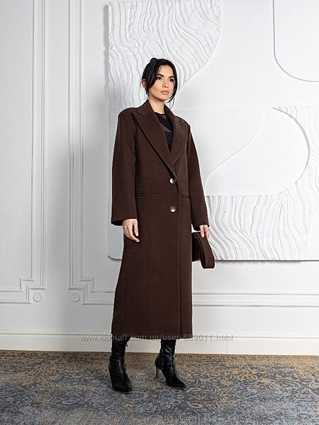 Довге пальто оверсайз з широкими плечима 40-54 демісезонне
