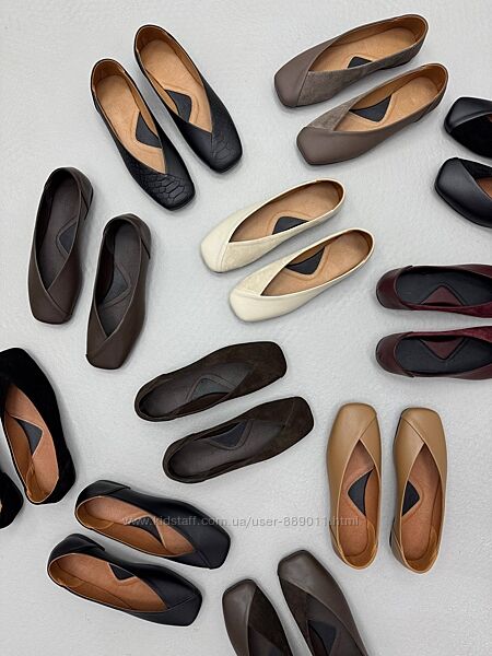 Балетки шкіряні анатомічні з квадратним носком