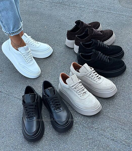 Жіночі шкіряні та замшеві кеди на платформі 36-41