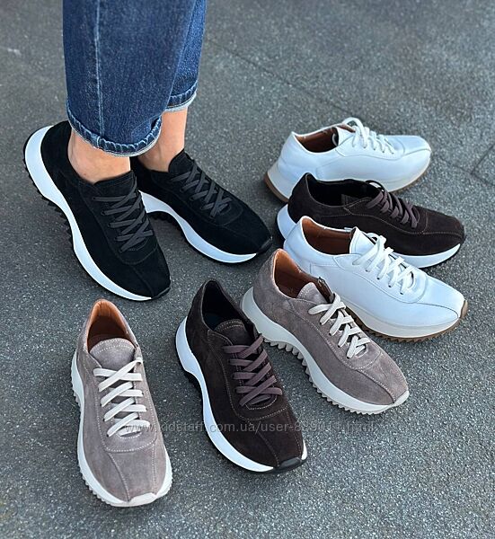 Кросівки жіночі шкіряні та замшеві на низькій платформі 36-41