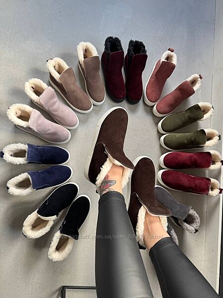 Зимові черевики хайтопи жіночі 32-41 замшеві