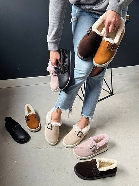 Короткі уггі зимові жіночі сліпони з хутром 36-41